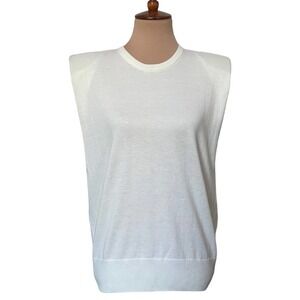 NWT Ronny Kobo Ivory Jaitlin Knit Padded Shoulder Tank Sweater Top Size S